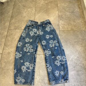 We The Free Blue Floral Relaxed Jeans